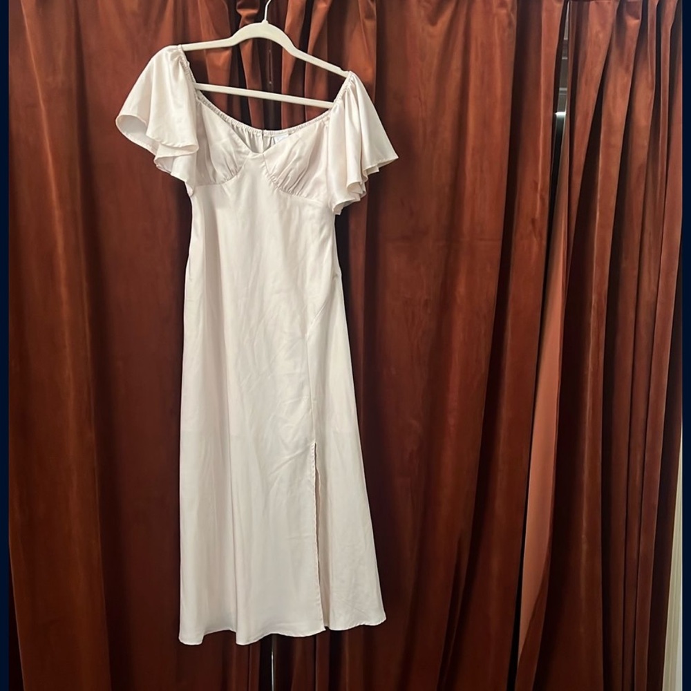 Selfie Leslie Cream Satin Dress